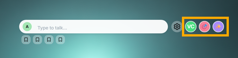 SylphSpeak input bar with bubble buttons next to the config button.