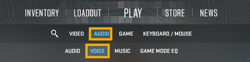 Counter-Strike 2 settings with Audio and Voice selected.