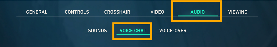 VALORANT settings with Audio and Voice Chat selected.