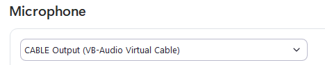 Zoom Audio settings showing the Microphone dropdown.