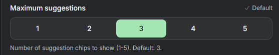 SylphSpeak Advanced settings showing the suggestion count control.