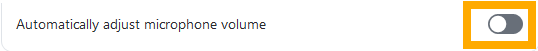 Zoom Audio settings with Automatically adjust microphone volume turned off.