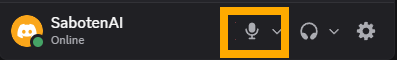 Discord voice channel controls with the microphone button visible.