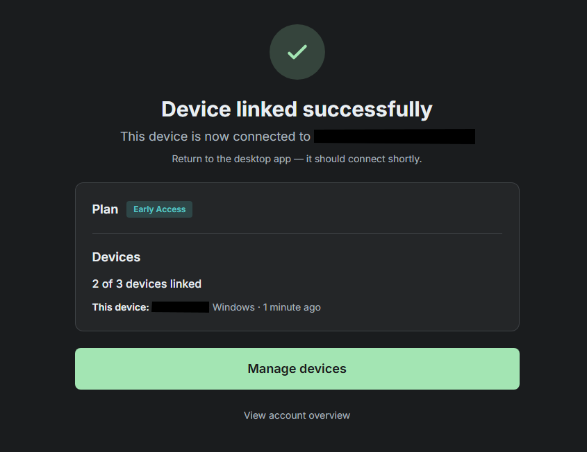 The final SylphSpeak device linking or account connection screen.