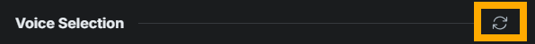 SylphSpeak Voice Selection area with the refresh icon.